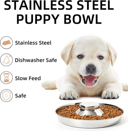 2 Pack Stainless Steel Puppy Bowls, Puppy Feeder for Multiple Pets, Dog Food and Water Bowl, Food Feeding Weaning for Small Medium Large Dogs, Pets