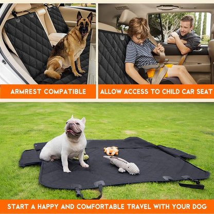 Dog Car Seat Cover, Back Seat Cover for Dogs Pet Car Seat Protector Waterproof Bench Car Seat Cover, Non-Slip Rear Seat Cover Fits Middle Armrest for Most Cars Suvs Trucks - Black