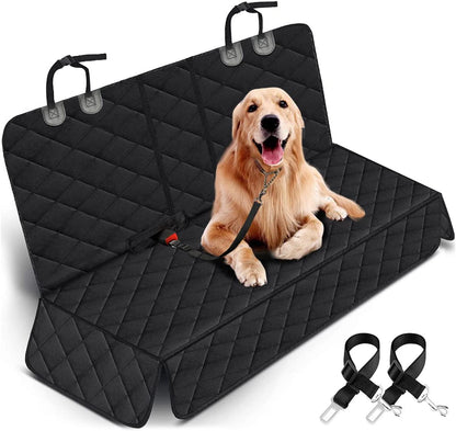 Dog Car Seat Cover, Back Seat Cover for Dogs Pet Car Seat Protector Waterproof Bench Car Seat Cover, Non-Slip Rear Seat Cover Fits Middle Armrest for Most Cars Suvs Trucks - Black