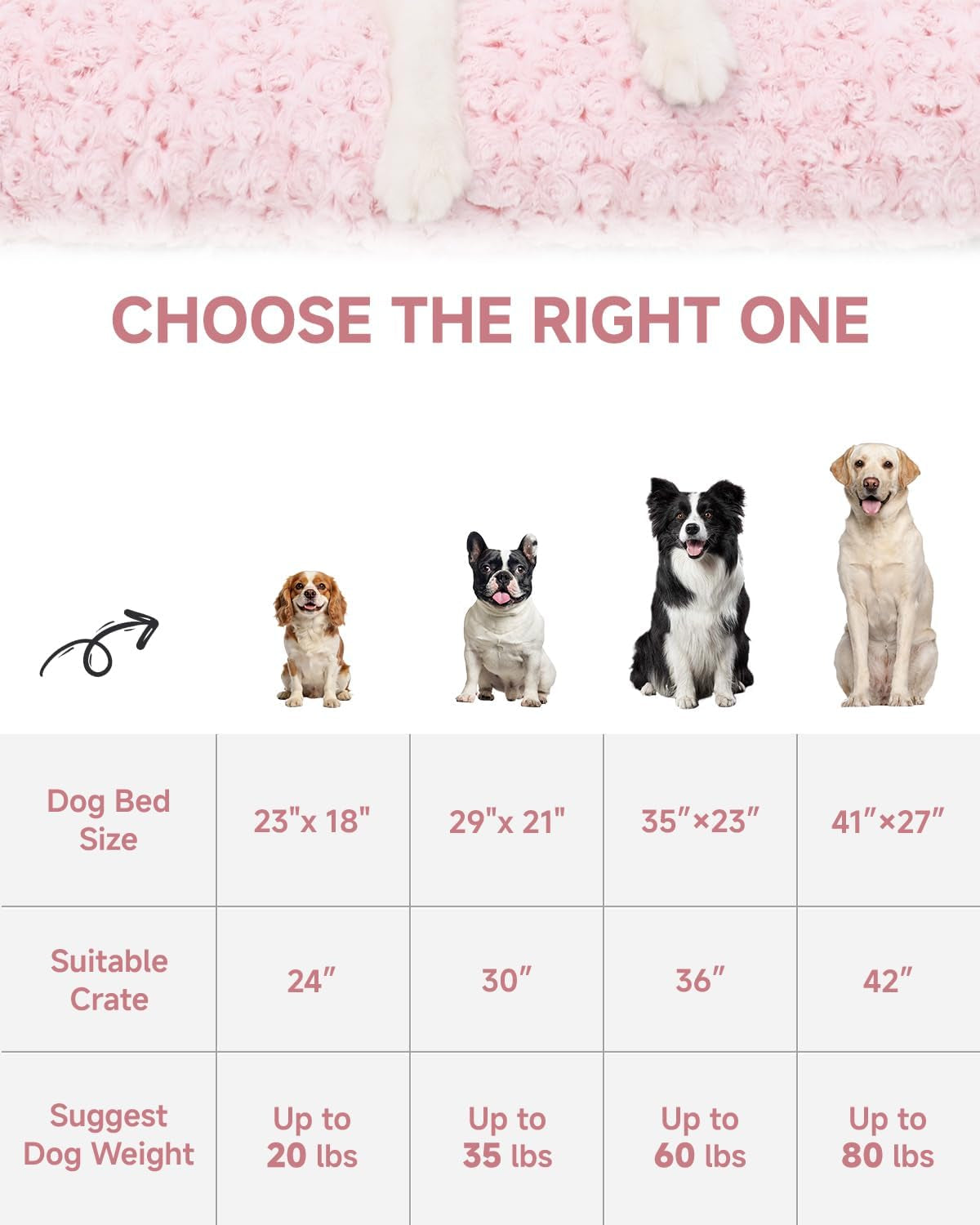 Washable Dog Bed Deluxe Plush Dog Crate Beds Comfy Kennel Pad Anti-Slip Pet Sleeping Mat for Large, Jumbo, Medium, Small Dogs Breeds, 29" X 21", Pink
