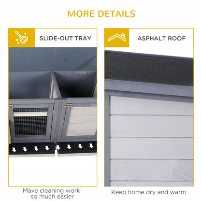 Wooden Rabbit Hutch Bunny Hutch Cage Guinea Pig with Waterproof Roof, No Leak Tray and Feeding Trough, Indoor/Outdoor, Natural